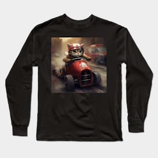 Cat Race Car Long Sleeve T-Shirt